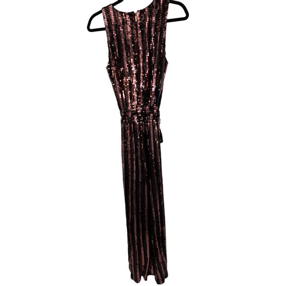 Michael Kors Sequin surplice Jumpsuit M Stretch Crop Wide Leg Sleeveless 7796 - Picture 14 of 16